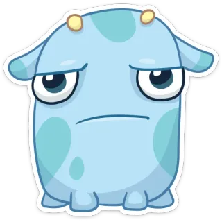 😒 carino, mostro, cartone animato, adesivo, blu, triste whatsapp sticker