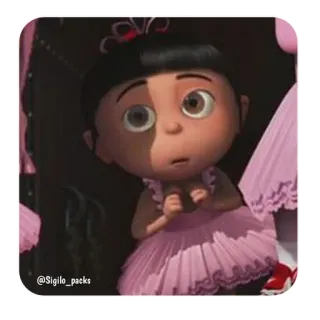 🙁 Agnes Despicable Me @Sigilo_packs Cartoon, animiert, Figur, Mädchen, Film, rosa telegram sticker