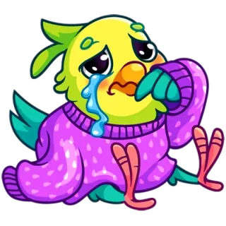 😢 鳥, 泣く, 悲しい, 絵文字, ステッカー, 漫画, 不機嫌 whatsapp sticker