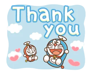 🔵 Doraemon Thank you Doraemon, Grazie, Anime, Cartone animato, Carino, Saluto whatsapp sticker