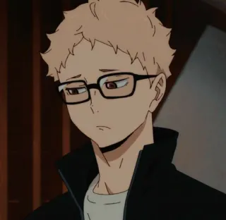 🦕 Kei Tsukishima Haikyuu!! anime, character, blonde hair, glasses, boy, haikyuu telegram sticker
