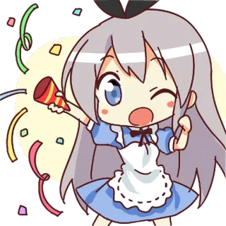 🎉 Anime, Niedlich, Feier, Konfetti, Party, Cartoon telegram sticker