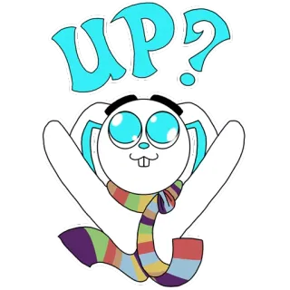🙌 UP? bunny, cartoon, animal, up, question, sticker telegram sticker