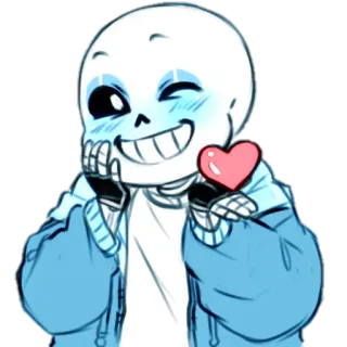 😘 Sans Undertale skeleton, heart, cute, undertale, video game telegram sticker