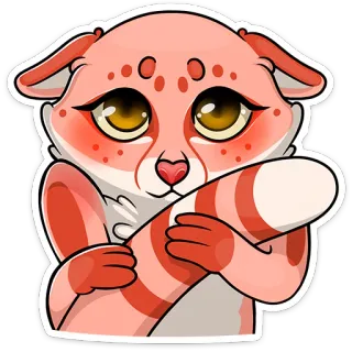 🙄 animal, cute, cat, sticker, cartoon, pink, eyes telegram sticker
