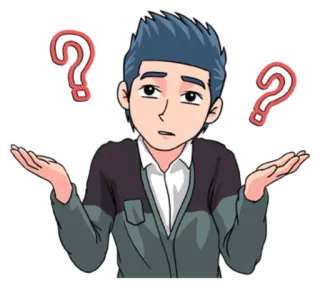 ❓ domanda, confuso, uomo, pensare, incertezza, dubbio, espressione whatsapp sticker