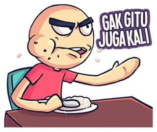 😡 GAK GITU JUGA KALI desenho animado, raiva, expressão, Indonésia, comida telegram sticker