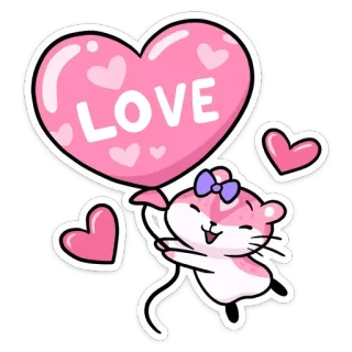 ❤️ LOVE chuột hamster, tình yêu, trái tim, dễ thương, động vật, hoạt hình telegram sticker