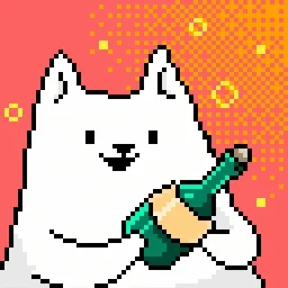 🎉 สุนัข, ขวด, พิกเซลอาร์ต, งานเฉลิมฉลอง, ปาร์ตี้, แอลกอฮอล์ telegram sticker