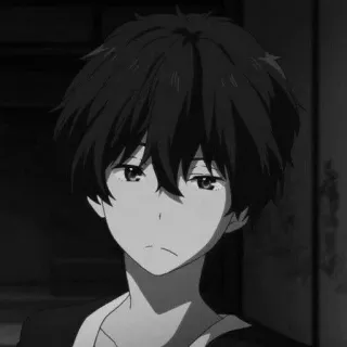 🕸 Anime, Menino, Triste, Preto e branco, Retrato telegram sticker