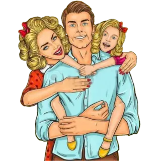 👨 family, father, mother, daughter, portrait, cartoon telegram sticker