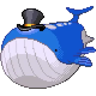 🎩 クジラ, 帽子, 青, 動物, 漫画, 海, 海 telegram sticker