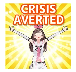 🦁 Kizuna AI CRISIS AVERTED anime, crisis, averted, virtual youtuber, celebration, kawaii telegram sticker