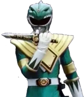 👊 Green Ranger Power Rangers Зелёный Рейнджер, Могучие Рейнджеры, Томми Оливер, борьба, меч, супергерой telegram sticker