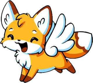 ✈ лиса, крылья, милый, животное, летающий, мультфильм whatsapp sticker