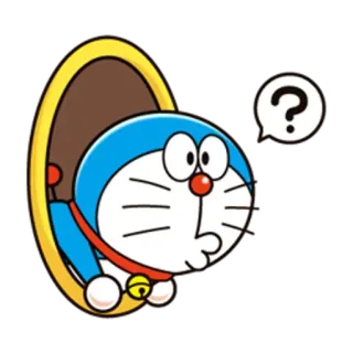 ❓ Doraemon Cartoon, Anime, Katze, Roboter, Frage telegram sticker