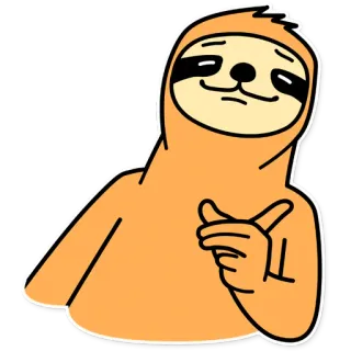 ☝️ ленивец, животное, мультфильм, милый, расслабленный, ленивый whatsapp sticker