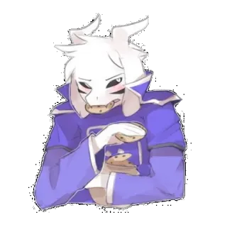 🍪 Asriel Dreemurr Undertale cabra, monstruo, comiendo, galletas, videojuego telegram sticker