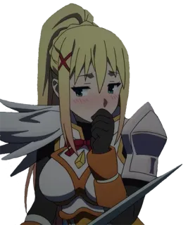😳 Darkness KonoSuba อนิเมะ, ตัวละคร, เขินอาย, ชุดเกราะ, แฟนตาซี telegram sticker