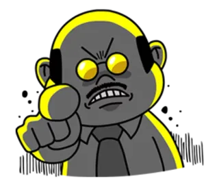 👉 Dessin animé, Personnage, En colère, Pointage, Illustration, Cravate telegram sticker