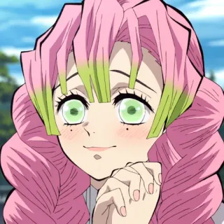 💗 Mitsuri Kanroji Demon Slayer Аниме, Клинок, рассекающий демонов, Мицури Канроджи, Хашира, Столп любви, Розовые волосы, Милый telegram sticker