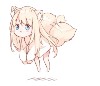 🌟 Anime, Dibujos animados, Zorro, Kemonomimi, Lindo, Chica telegram sticker