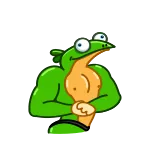 💪 rana, muscoloso, cartone animato, verde whatsapp sticker