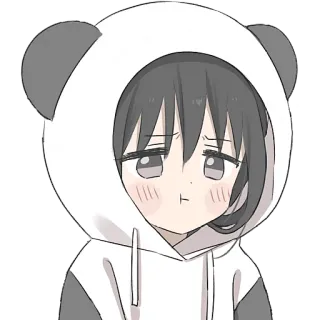 😟 Panda, Sweat à capuche, Mignon, Anime, Fille, Kawaii, Dessin animé telegram sticker