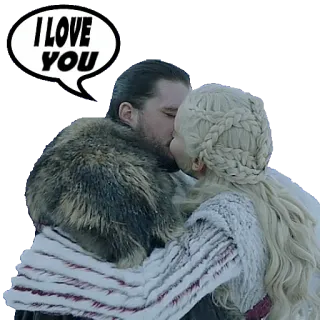 ❤️ Jon Snow Game of Thrones I LOVE YOU kiss, love, couple, Jon Snow, Daenerys Targaryen, Game of Thrones telegram sticker