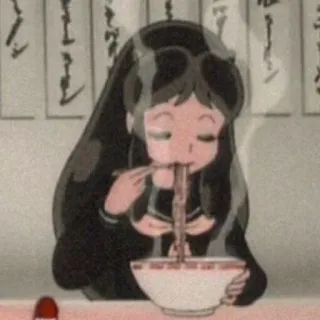 🖤 mangiare, ramen, anime, ragazza, cibo, noodles telegram sticker