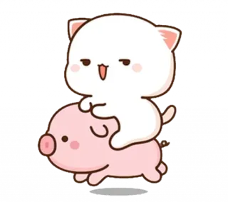 🐷 고양이, 돼지, 만화, 귀여운, 동물, 우정 telegram sticker
