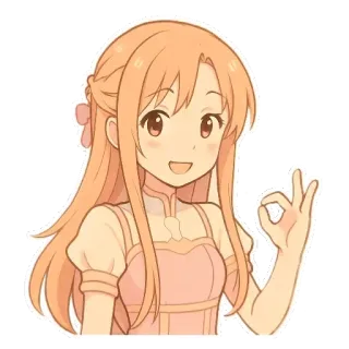 👌 Аниме, Девушка, ОК, Милый, Стикер whatsapp sticker