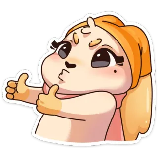 👍 Мультфильм, Животное, Милый, Наклейка, Персонаж, Кролик whatsapp sticker