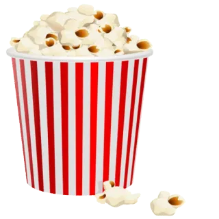 🍿 palomitas, comida, snack, película, cubo, rojo y blanco telegram sticker