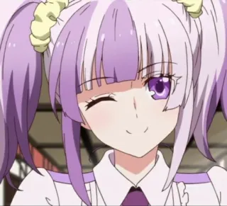 🍭 anime, girl, purple hair, wink telegram sticker