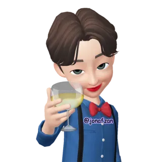 🥂 @jonafzan Dibujos animados, Tostada, Bebida, Vino, Hombre, Retrato telegram sticker