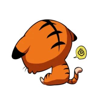 🐯 호랑이, 만화, 동물, 주황색, 어지러운, 지친 telegram sticker