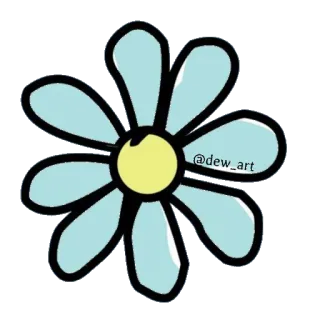 🌸 @dew_art 꽃, 미술, 파란색, 데이지, 꽃무늬, 귀여운 telegram sticker