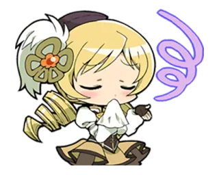 😗 Mami Tomoe Puella Magi Madoka Magica 애니메이션, 치비, 마법소녀, 슬픈, 귀여운, 마미 토모에 telegram sticker