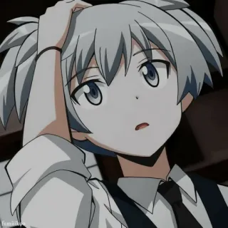 🌀 Nagisa Shiota Assassination Classroom Anime, Garoto, Cabelo grisalho, Uniforme escolar, Personagem, Nagisa Shiota, Assassination Classroom whatsapp sticker