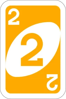 2️⃣ Uno, kaart, spel, nummer, geel telegram sticker