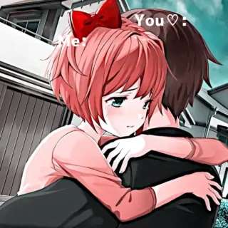 💗 Me: You: przytulanie, anime, romans, słodkie, para, miłość, związek, kreskówka whatsapp sticker
