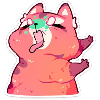 🤢 gato, panda vermelho, desenho animado, fofo, adesivo whatsapp sticker