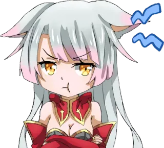 😠 애니메이션, 화난, 고양이 귀, 귀여운, 만화, 여성, 치비 telegram sticker