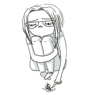😞 เศร้า, ซึมเศร้า, เหงา, อีโม, การ์ตูน, ภาพวาด, ภาพประกอบ telegram sticker