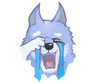😭 плачущий, волк, грустный, слезы, мультфильм, выражение, эмодзи telegram sticker