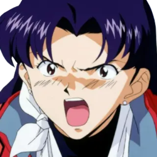 😡 Misato Katsuragi Neon Genesis Evangelion anime, misato, evangelion, angry, character, cartoon telegram sticker