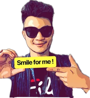 😊 Smile for me! улыбка, позитив, счастливый, человек, солнцезащитные очки, мультфильм telegram sticker