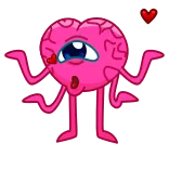 โค๏ธ brain, monster, cute, cartoon, pink, one-eyed, funny telegram sticker