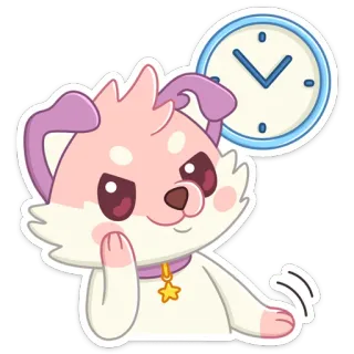 🤔 собака, мультфильм, животное, милый, ожидание, часы, время, щенок telegram sticker